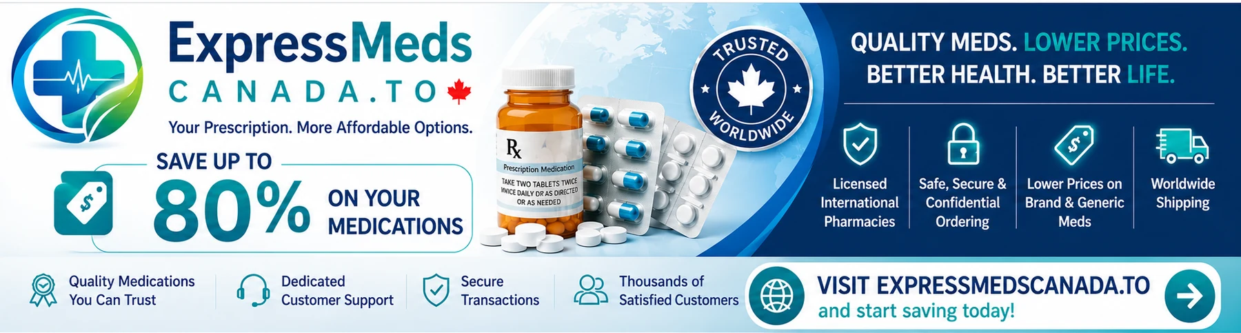 ExpressMedsCanada — Save up to 80% on your medications