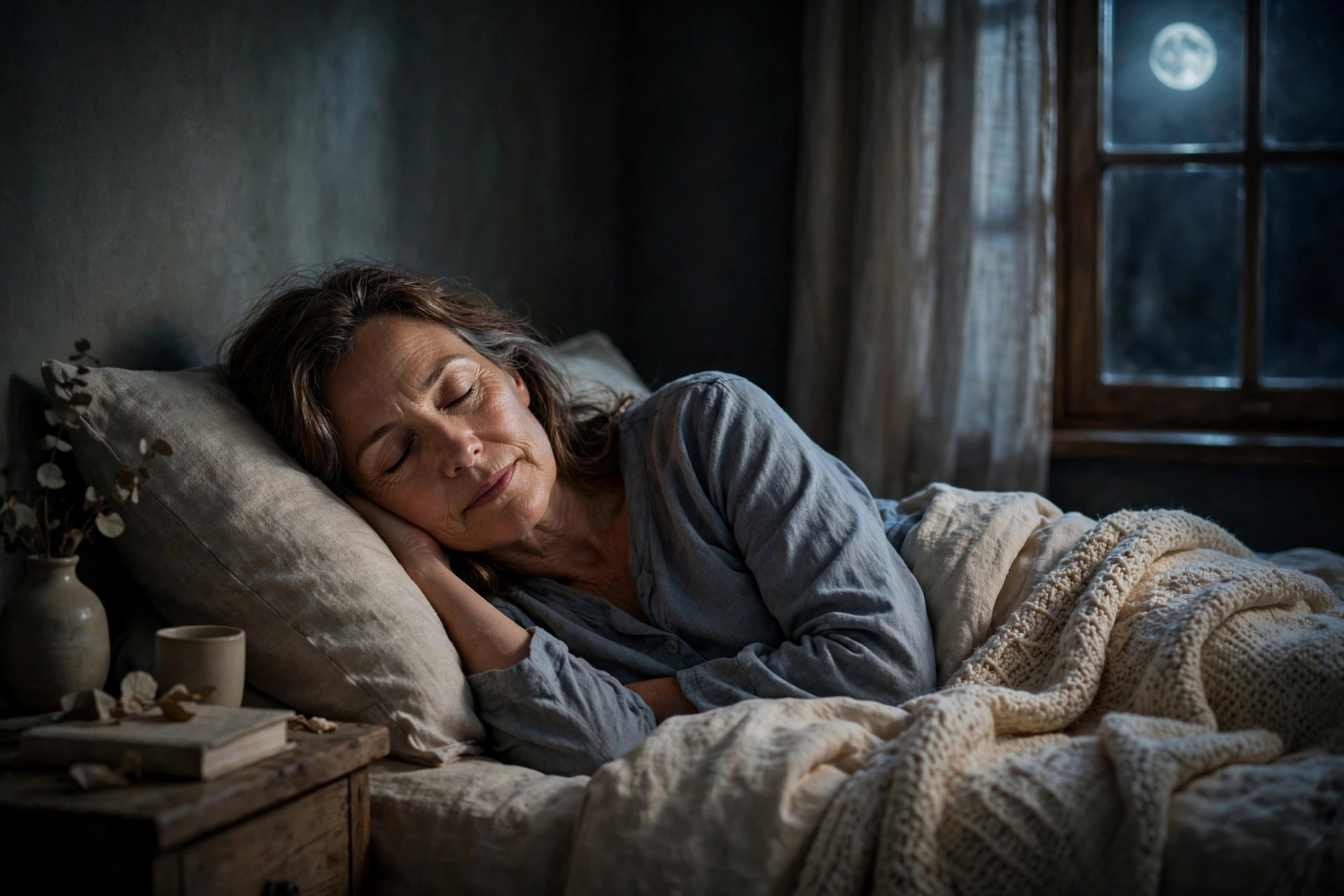 Woman in her 50s sleeping peacefully